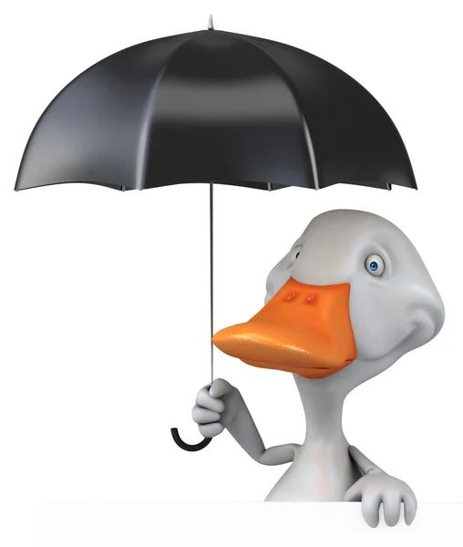 Fun duck with umbrella — Stock Photo, Image