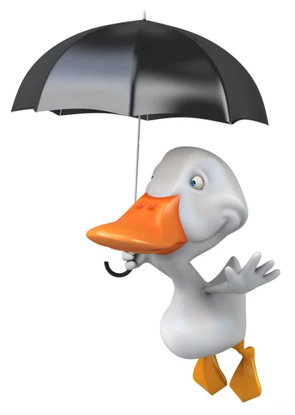 Divertido pato con paraguas — Foto de Stock