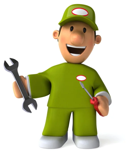 Fun worker with wrench — Stock Photo, Image