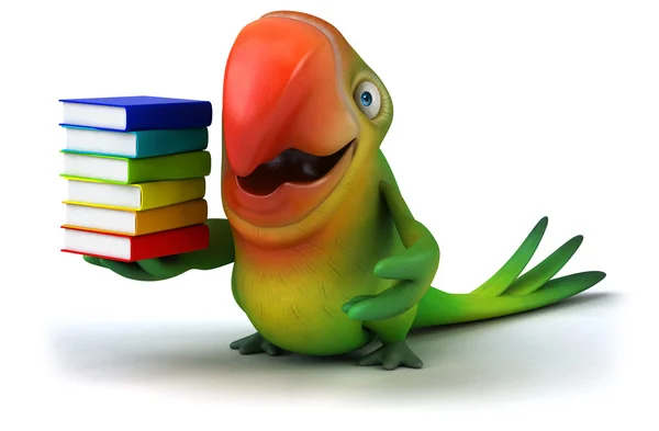 Parrot with books — Stock Photo, Image