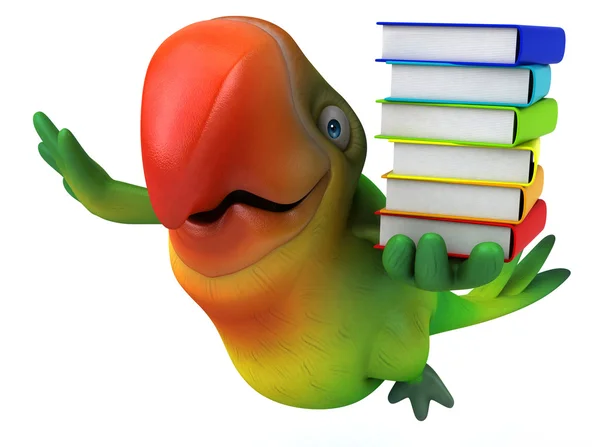 Parrot with books — Stock Photo, Image