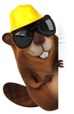 Güneş gözlüğü ve baret eğlenceli beaver