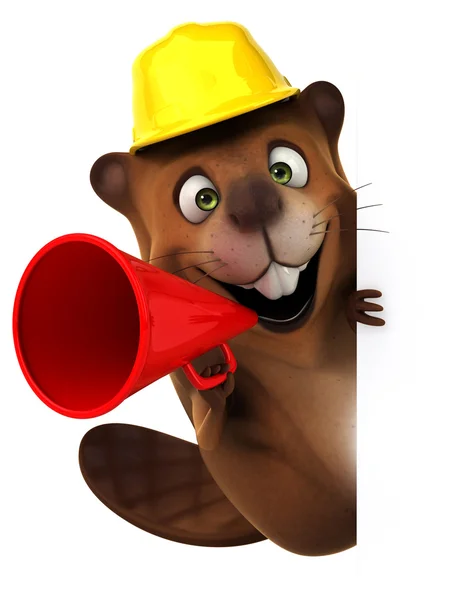 Fun beaver in hard hat — Stock Photo, Image