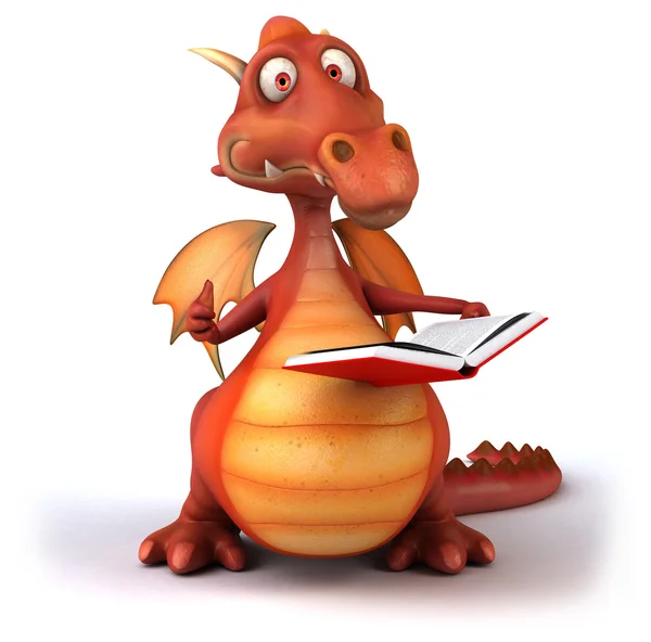 Divertente drago con libro — Foto Stock