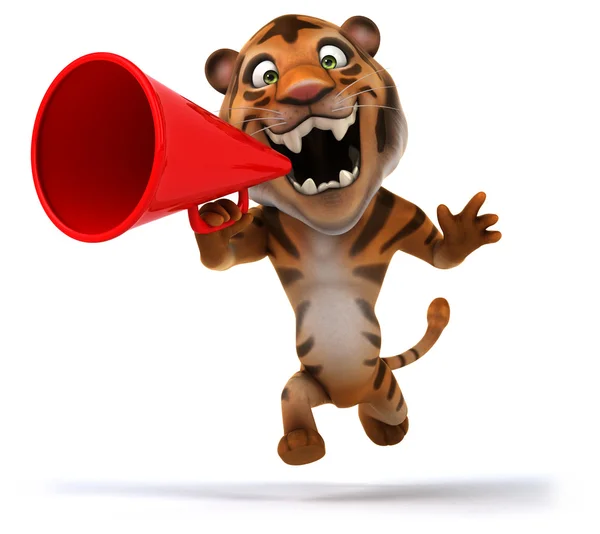 Fun tiger and loudspeaker — Stock Photo, Image