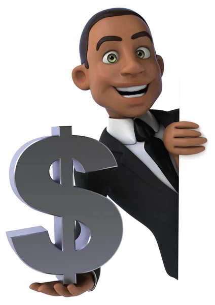 Fun businessman with dollar sign — Stock Photo, Image