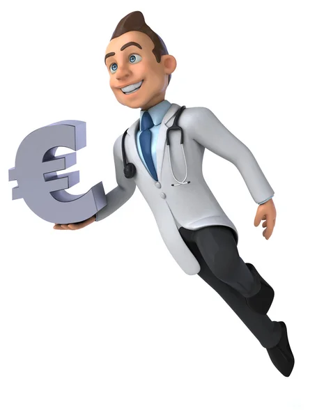 Fun doctor with euro sign — Stock Photo, Image