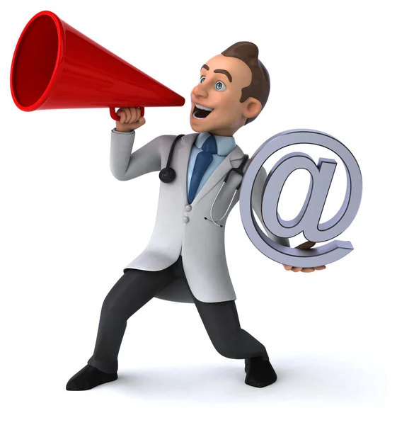 Fun doctor with email sign — Stock Photo, Image