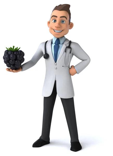 Zábavné kreslené doktor s blackberry — Stock fotografie