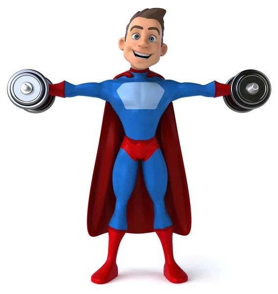 Superhero yang menyenangkan dengan berat — Stok Foto