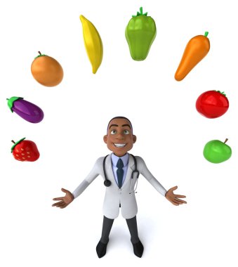 Meyve ile eğlenceli erkek doktor