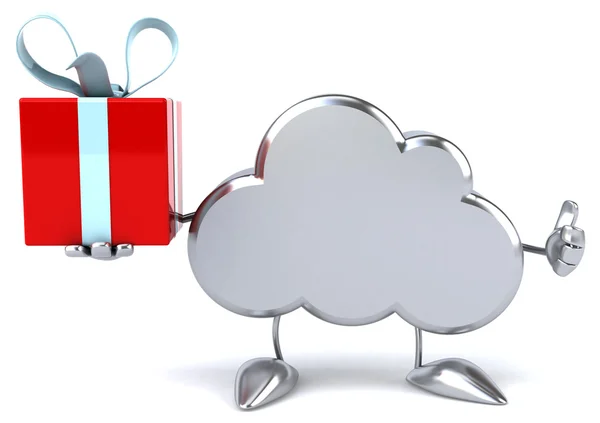 Fun cloud with gift — Stock Photo, Image