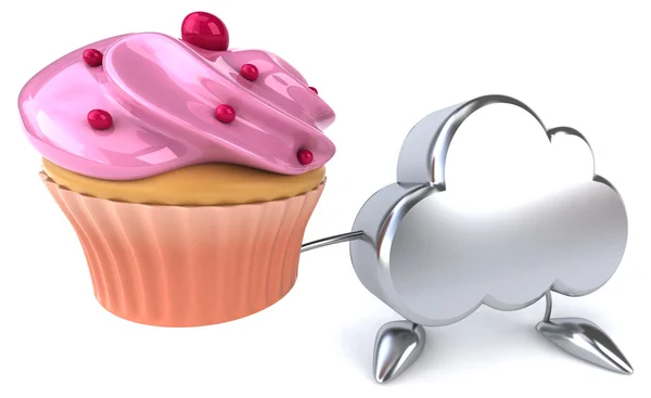 Cartoon-Wolke mit Cupcake — Stockfoto