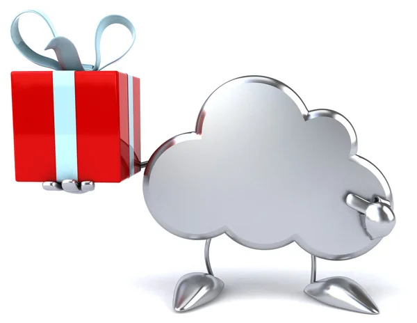 Fun cloud with gift — Stock Photo, Image