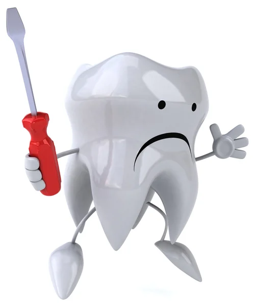 Fun tooth with screwdriver — Stock Photo, Image