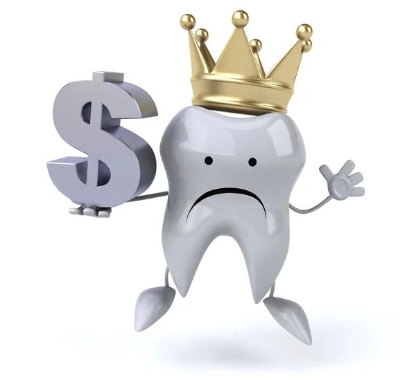 Tooth in crown with dollar — Stock Photo, Image