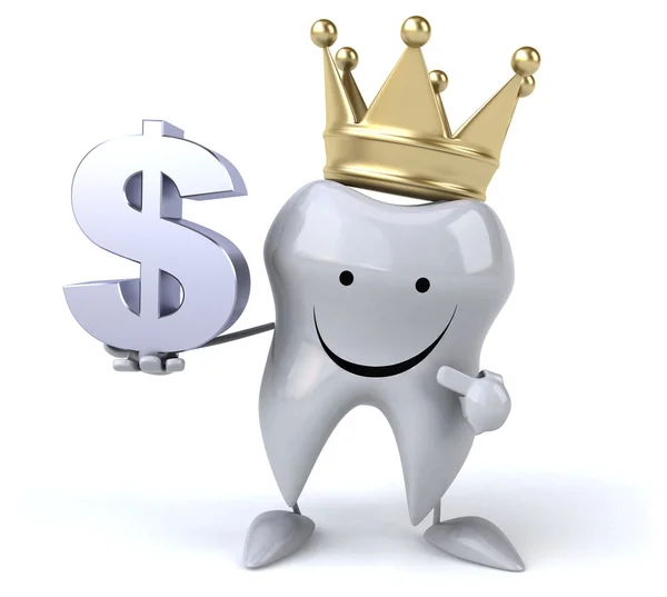 Tooth in crown with dollar — Stock Photo, Image