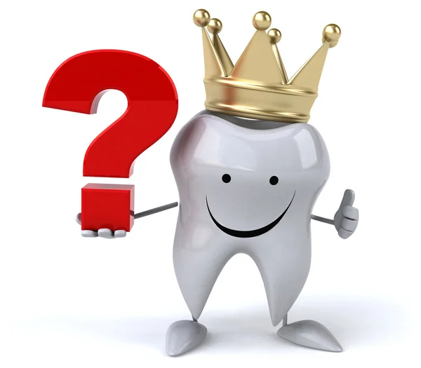 Cartoon tooth with question mark — Stock Photo, Image