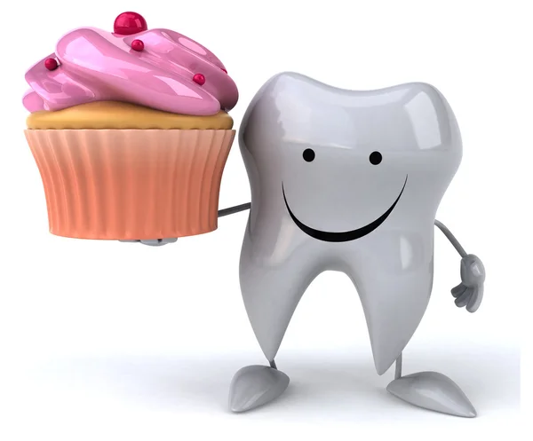 Fun tooth and cupcake — Stock Photo, Image