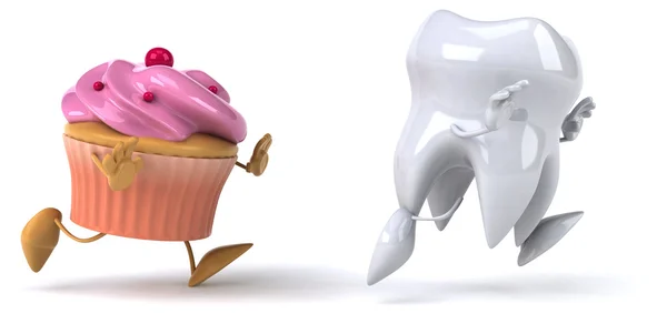 Roliga tand och cupcake — Stockfoto