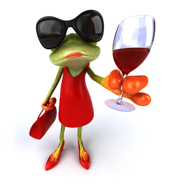 Zábava žába v červených šatech — Stock fotografie