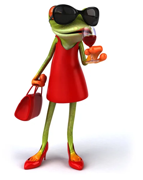 Fun frog in red dress — Stock Photo, Image