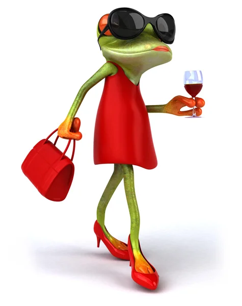 Kurbağa Kırmızı elbiseli eğlenceli — Stok fotoğraf
