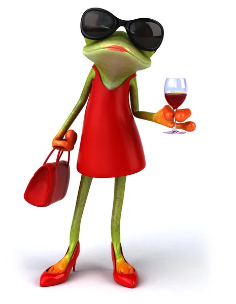 Fun frog in red dress — Stock Photo, Image
