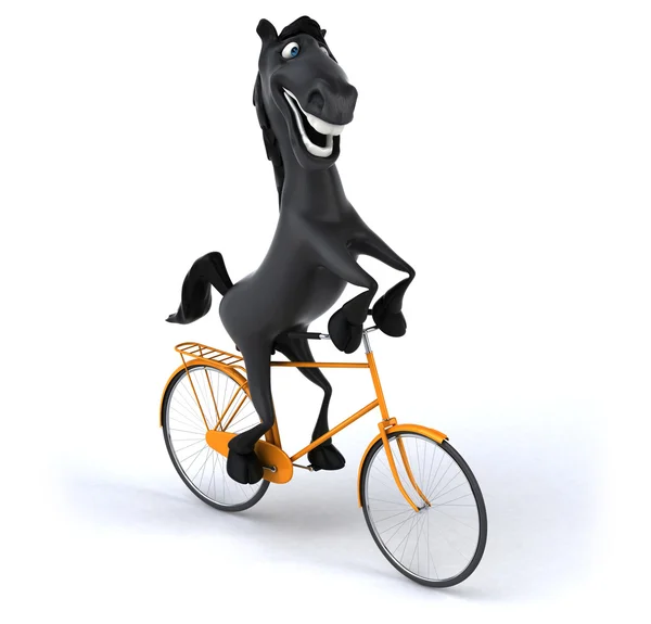 Leuke cartoon paard op fiets — Stockfoto