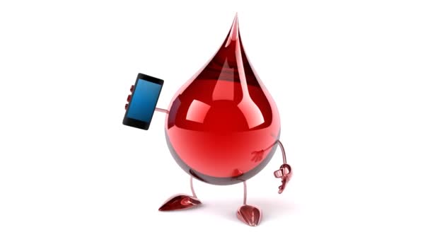 Kapka krve kreslené s telefonem — Stock video
