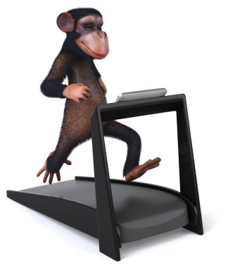 Koşu bandı üzerinde eğlenceli maymun