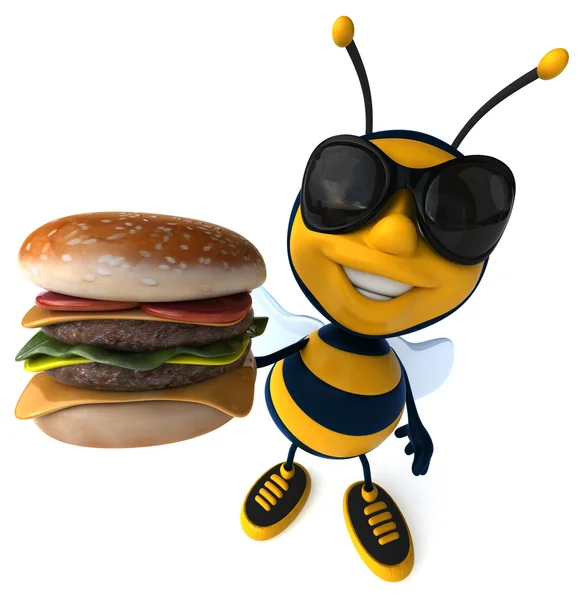 Spaßbiene und Burger — Stockfoto