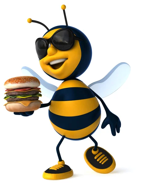 Spaßbiene und Burger — Stockfoto