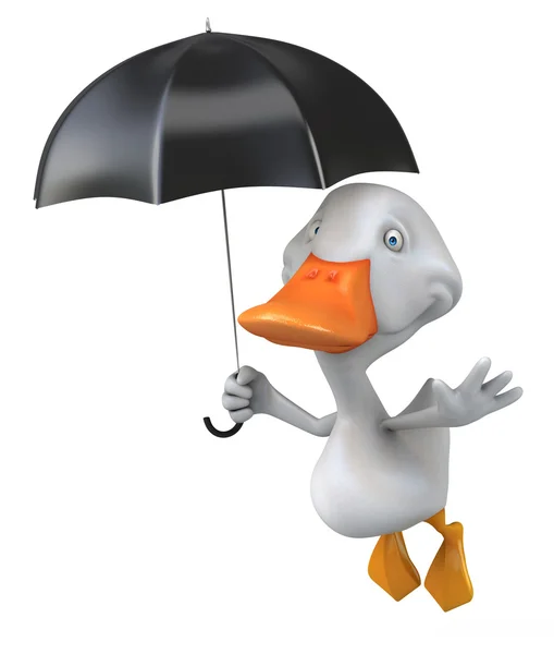 Fun duck with umbrella — Stock Photo, Image