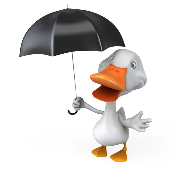 Fun duck with umbrella — Stock Photo, Image