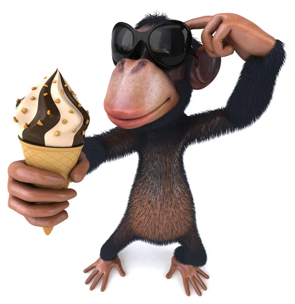 Spaßaffe mit Eis — Stockfoto