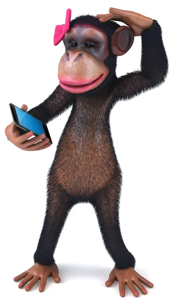 Fun female monkey and phone — Stock Photo, Image