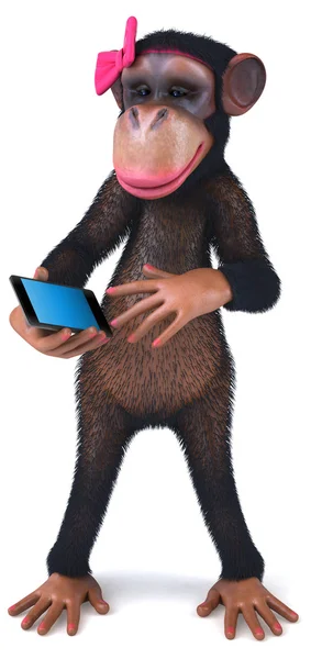 Fun female monkey and phone — Stock Photo, Image