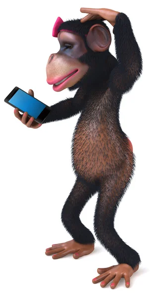 Fun female monkey and phone — Stock Photo, Image