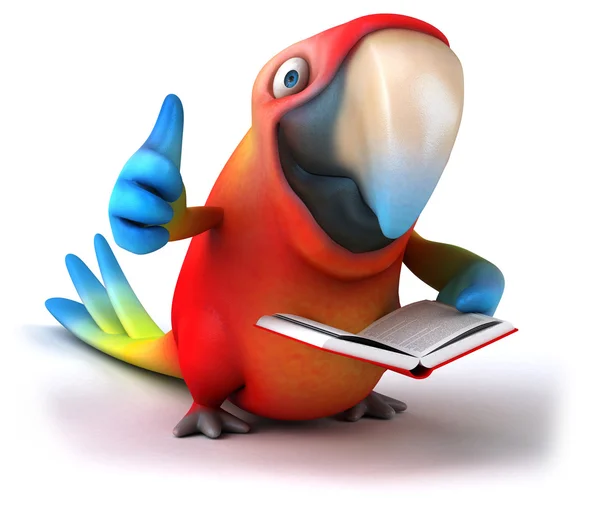 Parrot reading a book — Stock Photo, Image