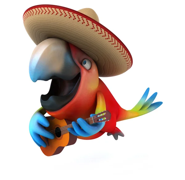 Divertente pappagallo con chitarra — Foto Stock