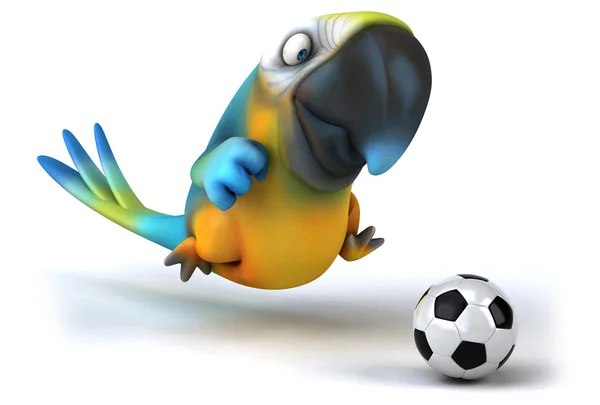 Parrot with football ball — Stock Photo, Image