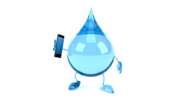 Wassertropfen mit Telefon — Stockvideo