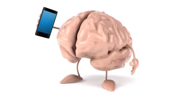 Fun brain with phone — Stock Video