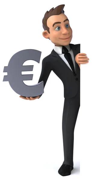 Uomo d'affari divertente con segno euro — Foto Stock