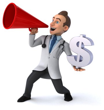 Dolar işaretli eğlenceli doktor.