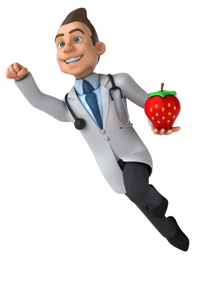 Fun cartoon doctor with strawberry — Stock Photo, Image