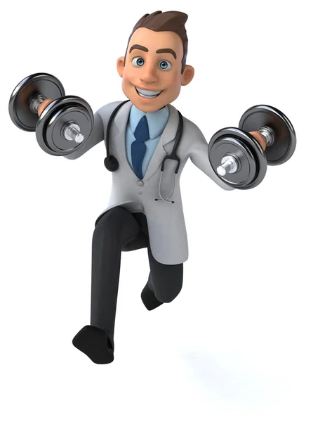 Spaßarzt mit Gewichten — Stockfoto