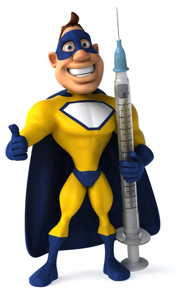 注射器を持つスーパー ヒーロー — ストック写真