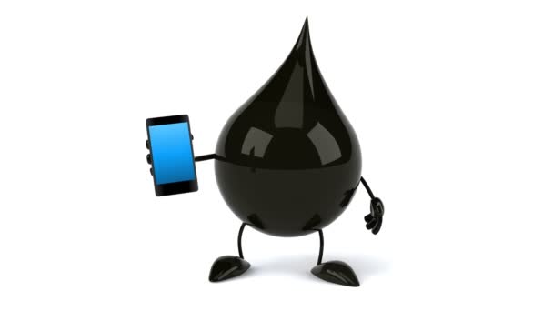 Goutte d'huile noire avec téléphone — Video